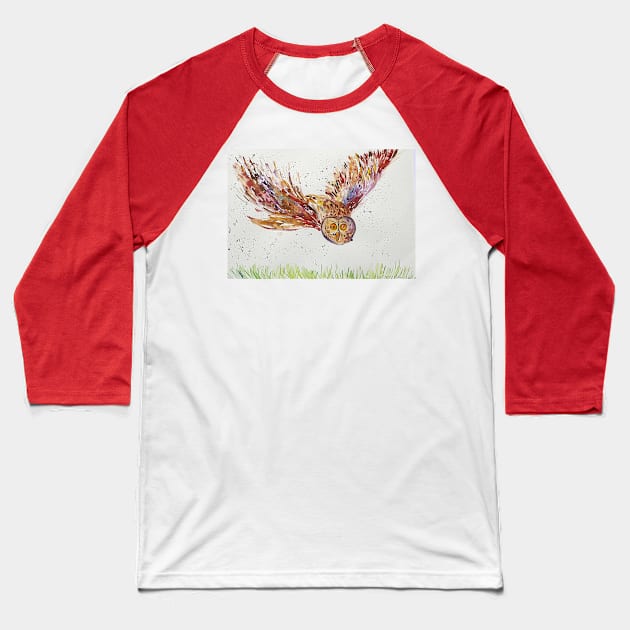 Flying Owl Baseball T-Shirt by Casimirasquirkyart